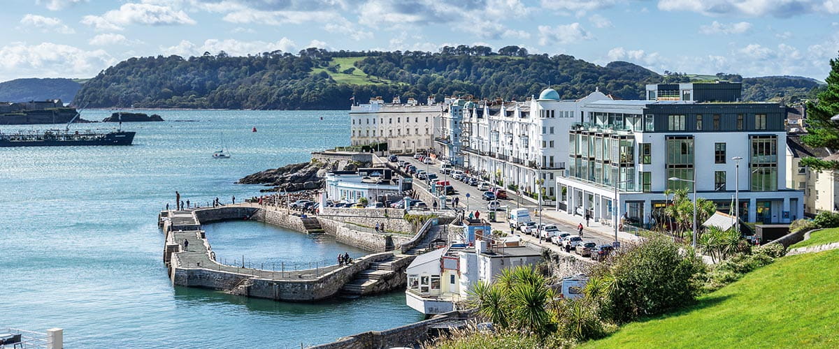Plymouth seafront in Devon, England